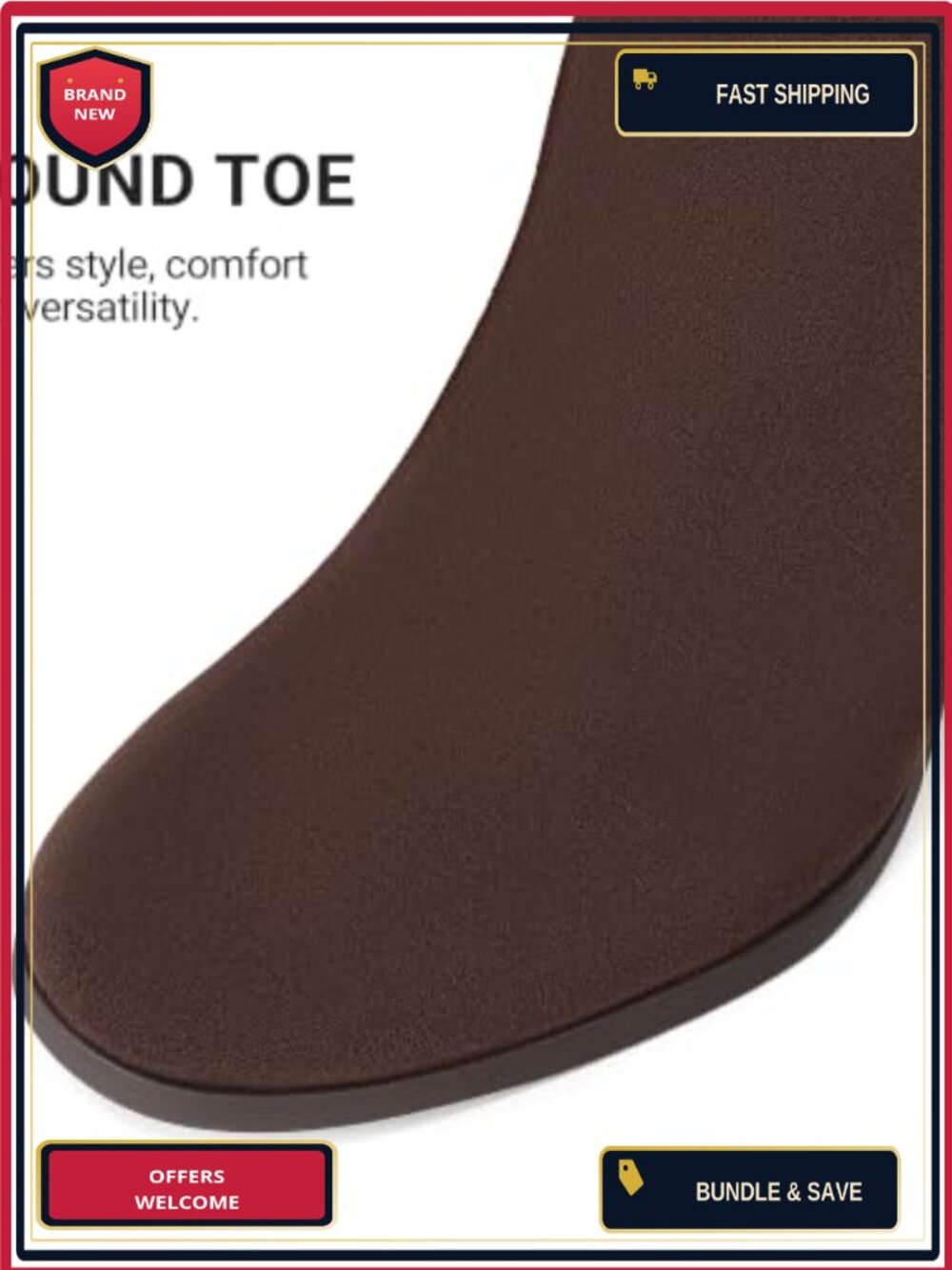 Knee High Boots for Women Chunky Block Heel Side Zipper Faux Suede Round Toe - Picture 5 of 6